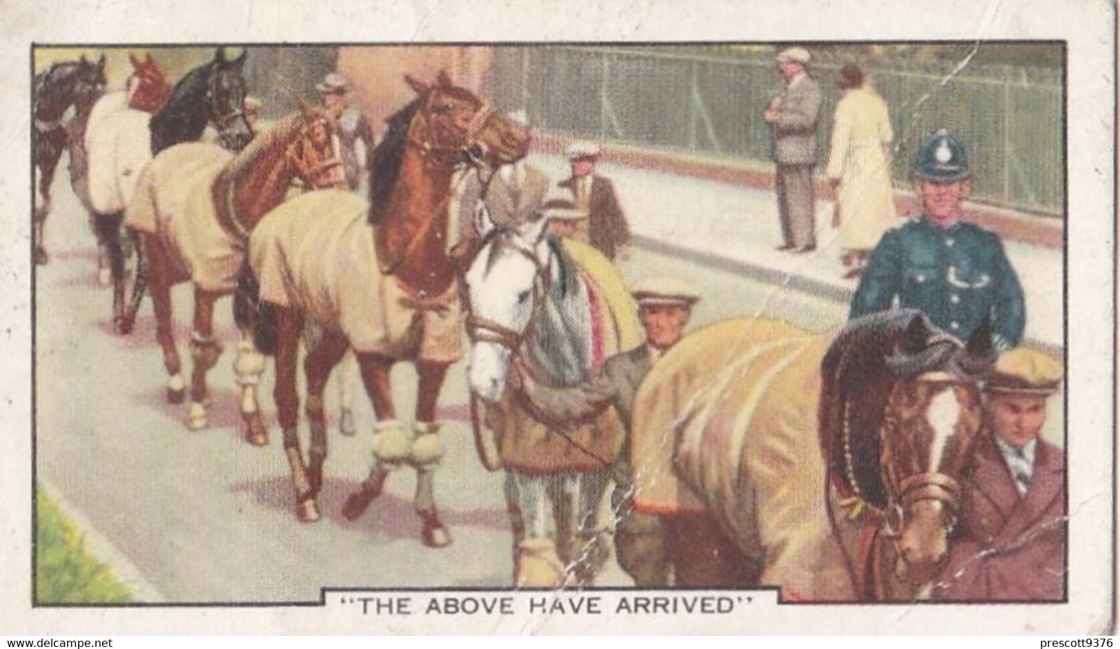 Racing Scenes 1938 - 19 "The Above Have Arrived"  - Gallaher Cigarette Card - Original - Horses - Gallaher