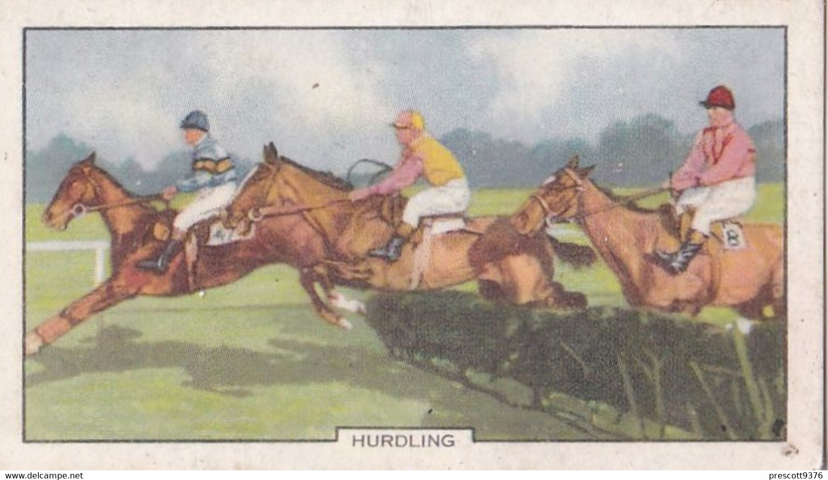 Racing Scenes 1938 - 13 Hurdling - Gallaher Cigarette Card - Original - Horses - Gallaher