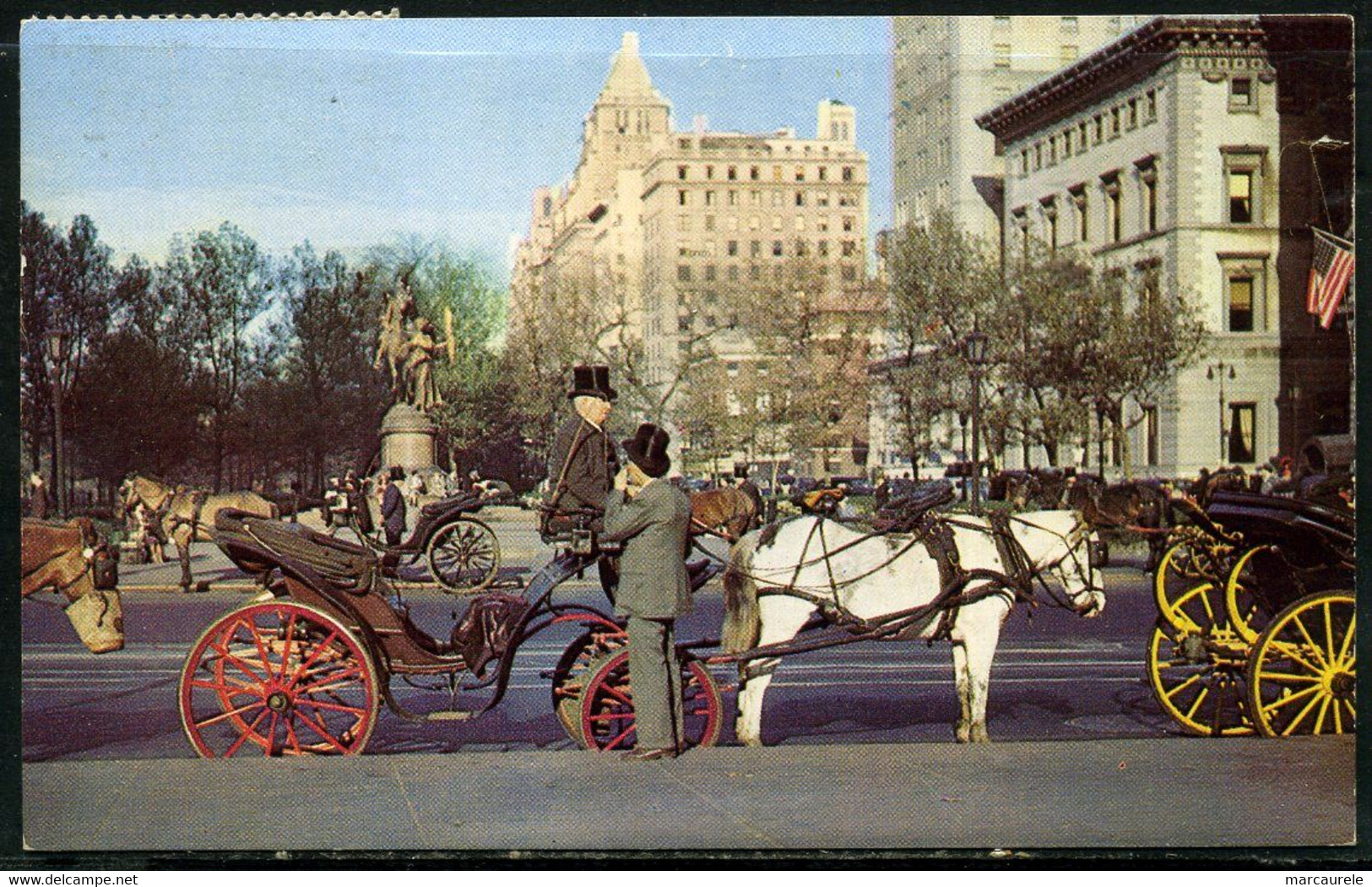 Cpa USA New York  Carriages On 59th Street,  Beau Plan - Transportes