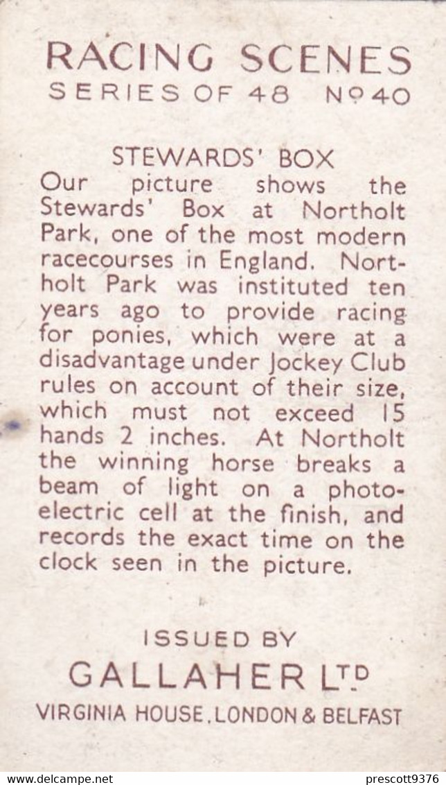 Racing Scenes 1938 - 40 Stewards Box - Gallaher Cigarette Card - Original - Horses - Gallaher
