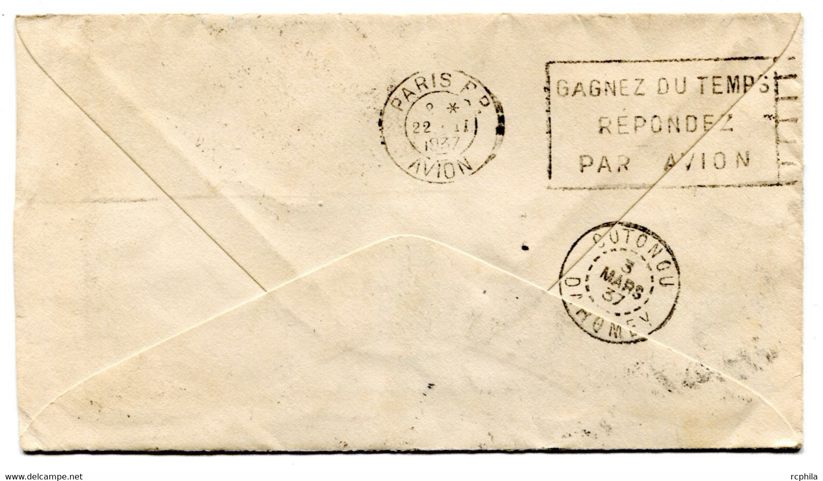 RC 22388 DAHOMEY 1937 AEROMARITIME 1er VOYAGE COTE OCCIDENTALE D'AFRIQUE AIR FRANCE LETTRE EN PROVENANCE DES USA - Storia Postale