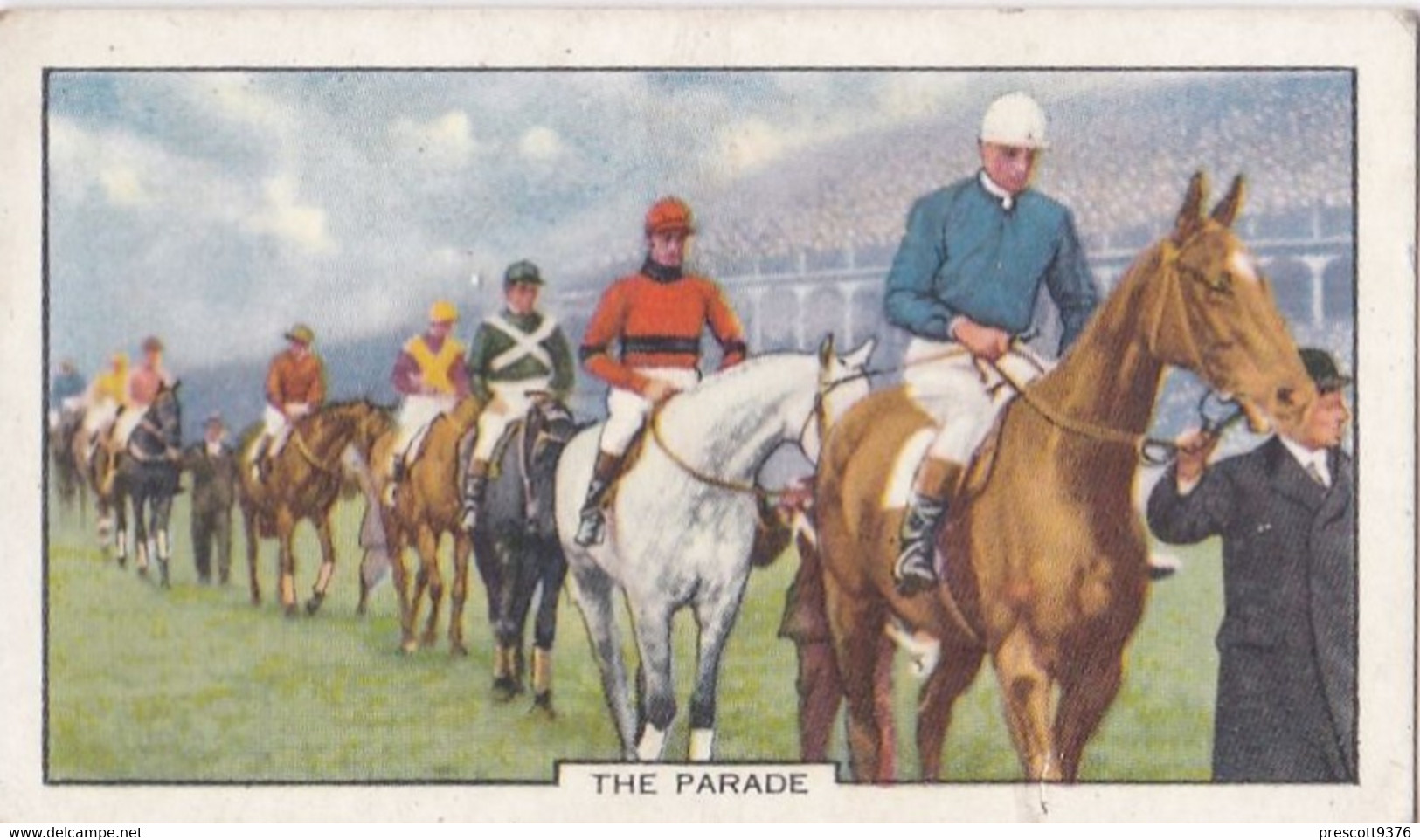 Racing Scenes 1938 - 41 The Parade - Gallaher Cigarette Card - Original - Horses - Gallaher