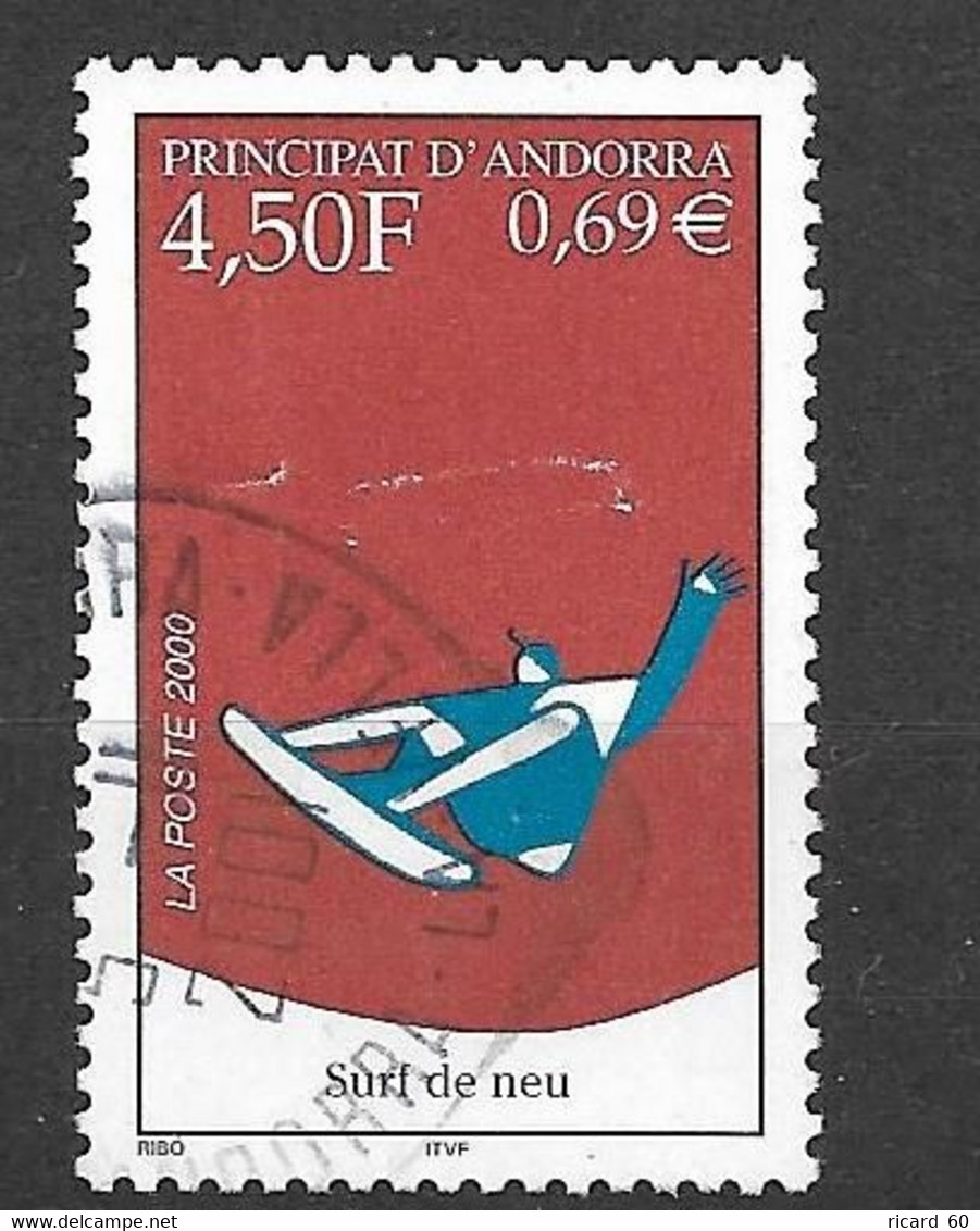 Timbres Oblitérés D'Andorre  , 2000, N° 526 YT, Surf Des Neiges - Gebraucht