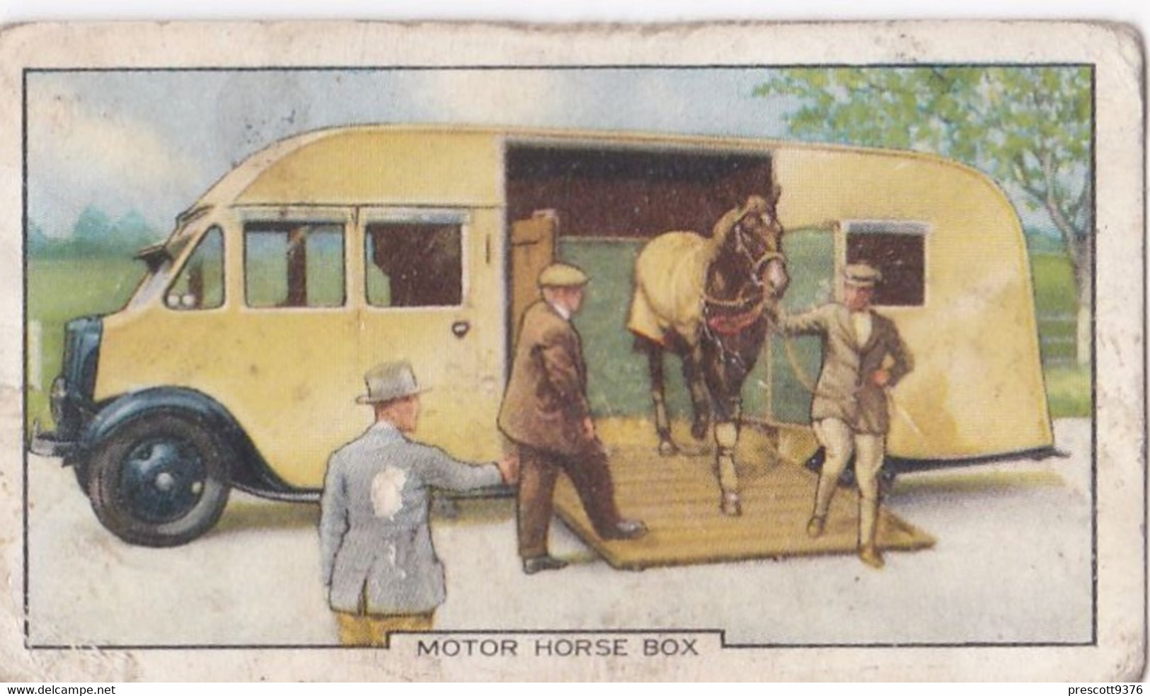 Racing Scenes 1938 - 42 Motor Horse Box - Gallaher Cigarette Card - Original - Horses - Gallaher