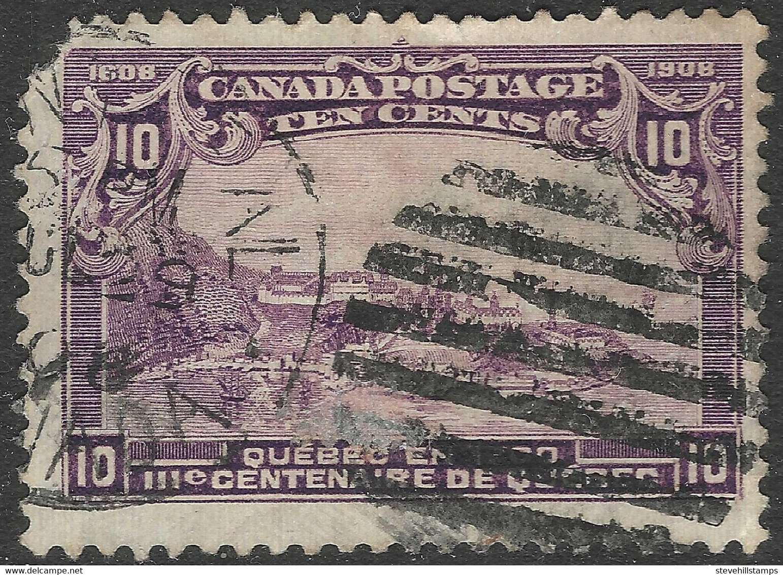 Canada. 1908 Quebec Tercentenary. 10c Used (torn Top LH Corner). SG 193 - Nuevos