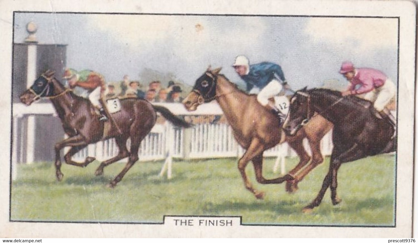 Racing Scenes 1938 - 45 The Finish   - Gallaher Cigarette Card - Original - Horses - Gallaher