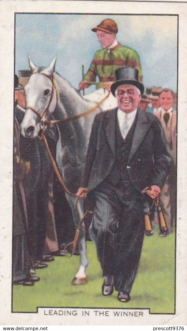 Racing Scenes 1938 - 14 Leading In The Winner  - Gallaher Cigarette Card - Original - Horses - Gallaher