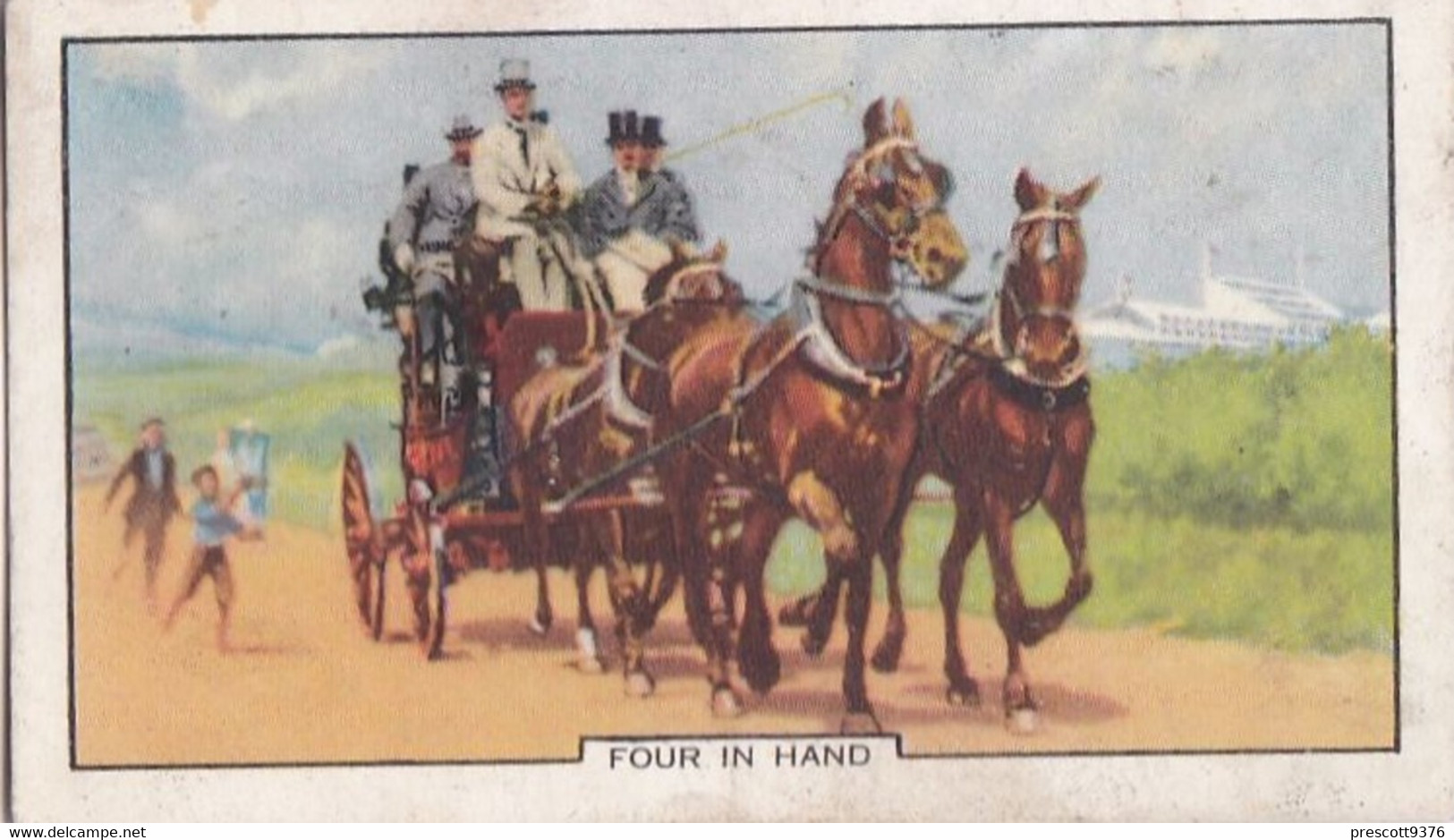 Racing Scenes 1938 - 9 Four In Hand  - Gallaher Cigarette Card - Original - Horses - Gallaher