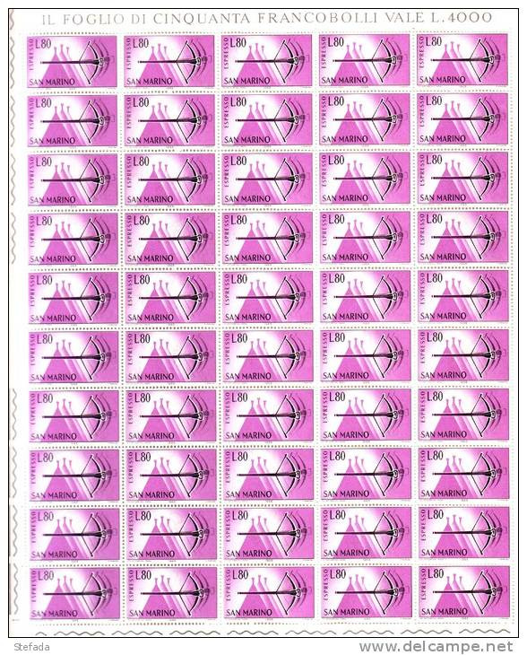 SAN MARINO 1966 BALESTRA  ESPRESSO L.80  In FOGLIO  MNH** - Express Letter Stamps