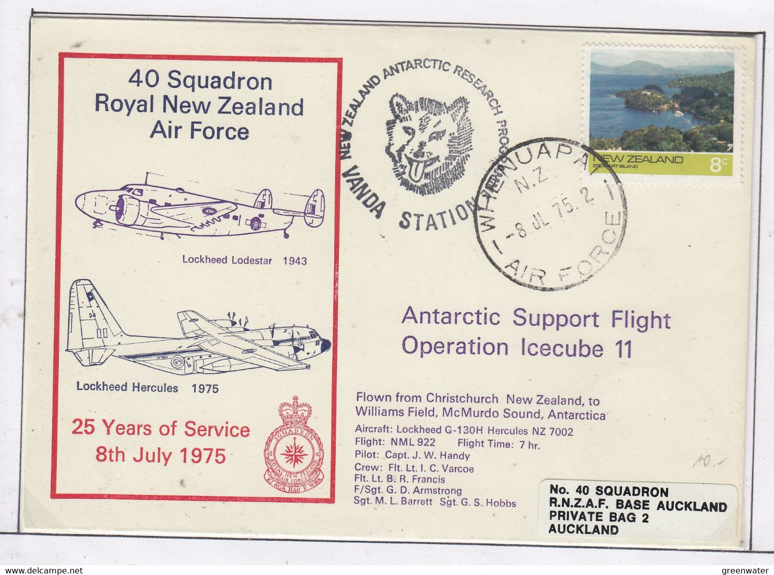 Ross Dependency Scott Base 1975 Antarctic Flight From Christchurch To McMurdo Ca  Whenuapai 8 JL 75 (AF150B) - Vols Polaires