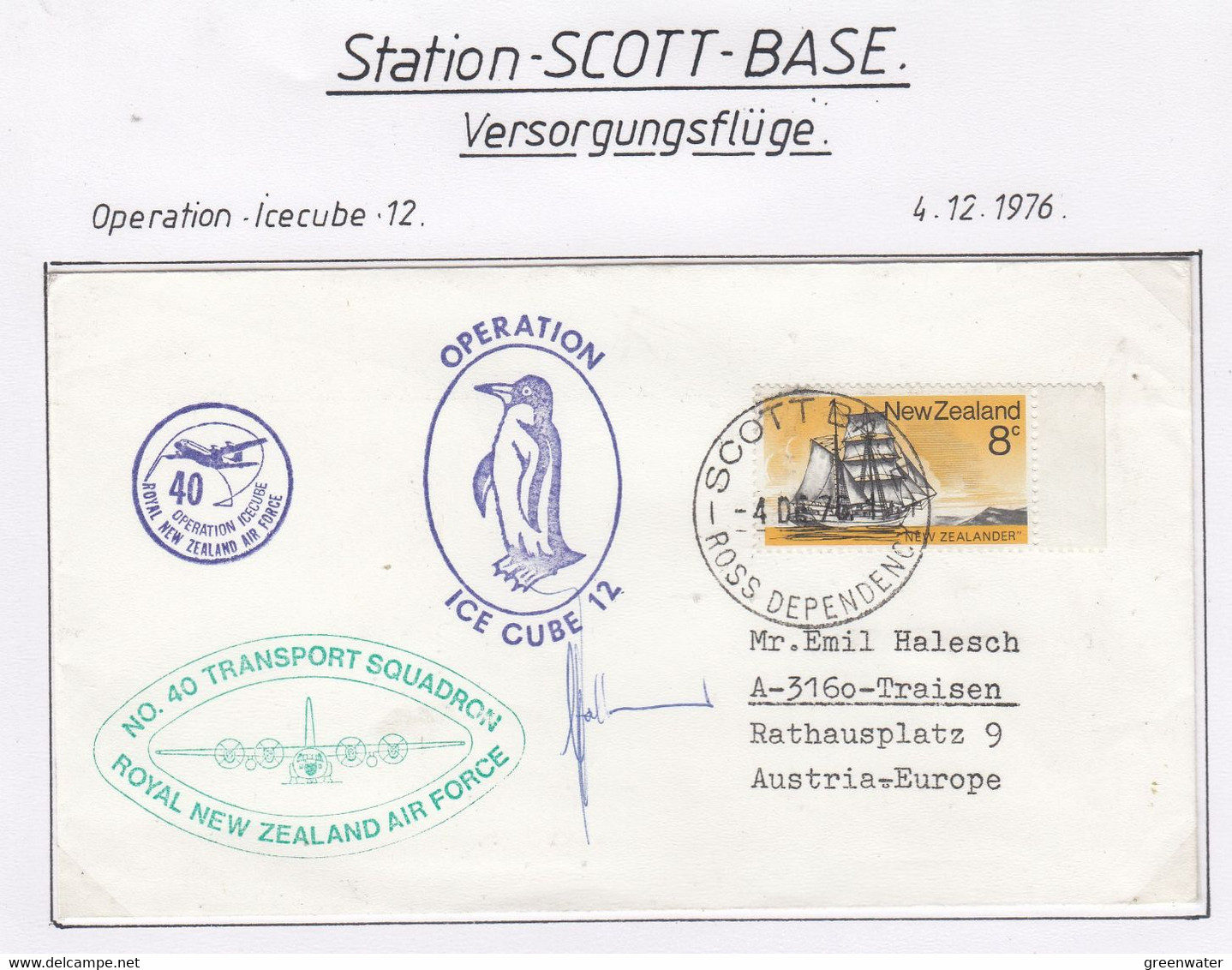 Ross Dependency Scott Base 1976 Antarctic Flight Ca Transport Sqaudron Ca  Scott Base 4 DE 76 (AF151B) - Vols Polaires