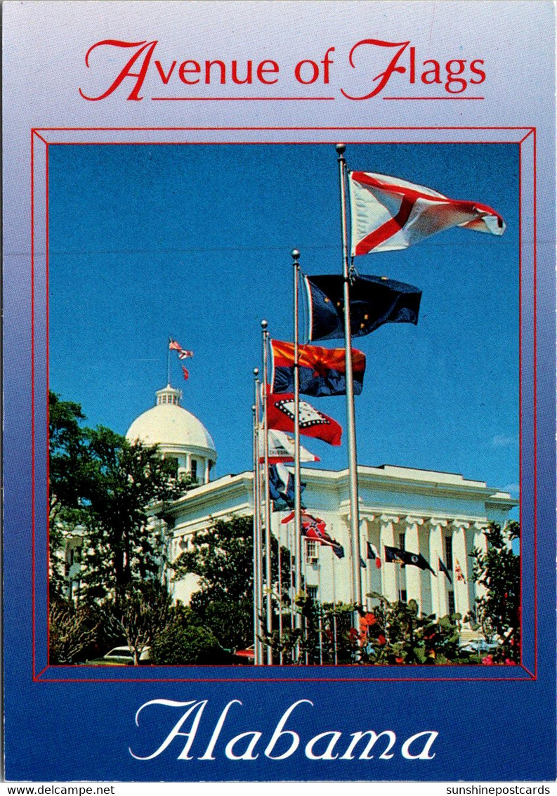 Alabama Montgomery Greetings Showing Avenue Of Flags On State Capitol Grounds - Montgomery