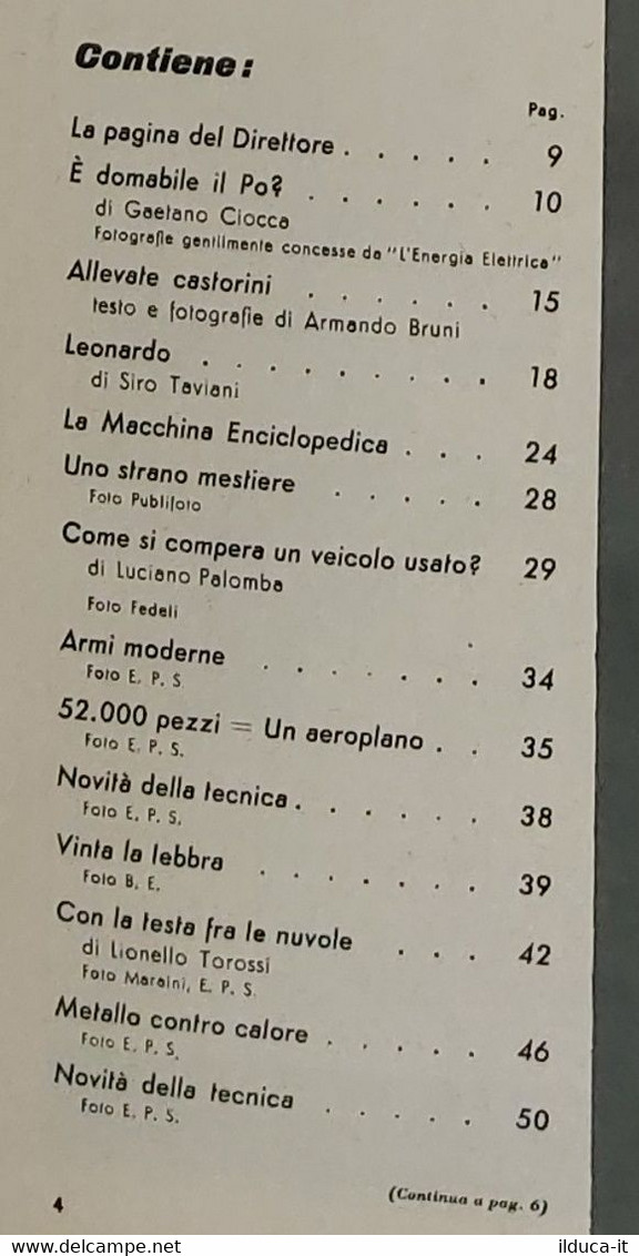 02376 La Scienza Illustrata - 1952 - Vol. III N. 04 - è Domabile Il Po? - Scientific Texts