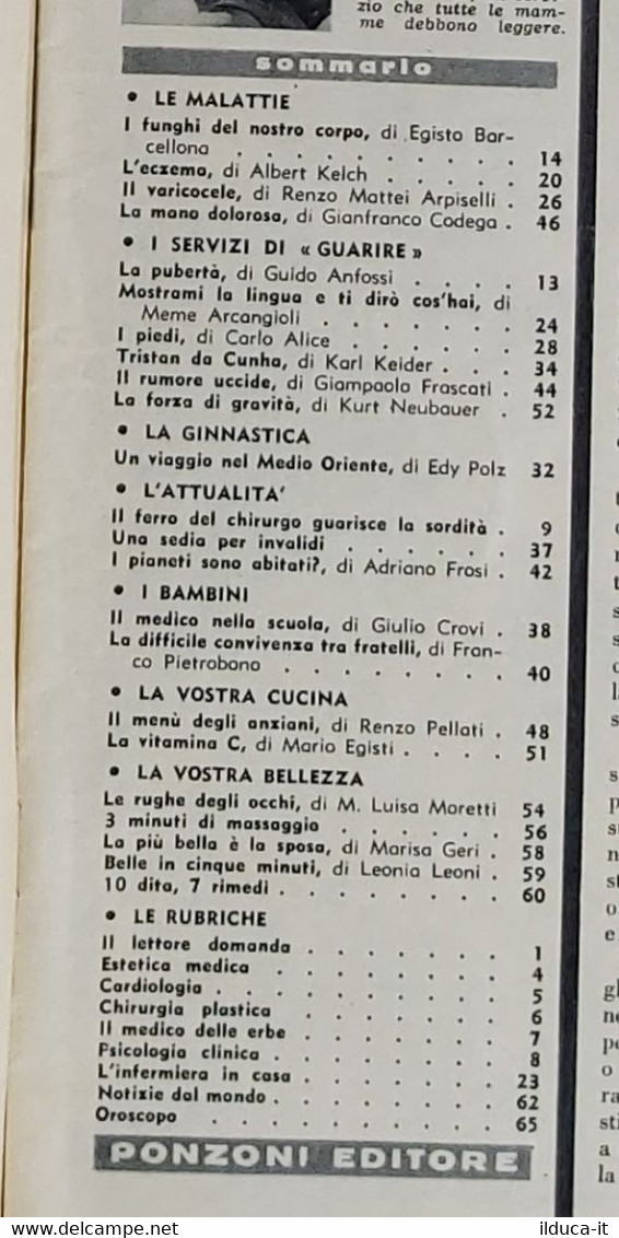 02671 Guarire - Salute E Bellezza - N. 147 - 1965 - Textes Scientifiques