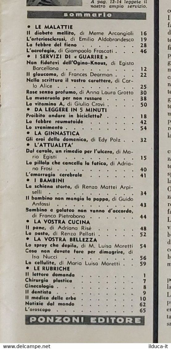 02672 Guarire - Salute E Bellezza - N. 148 - 1965 - Scientific Texts