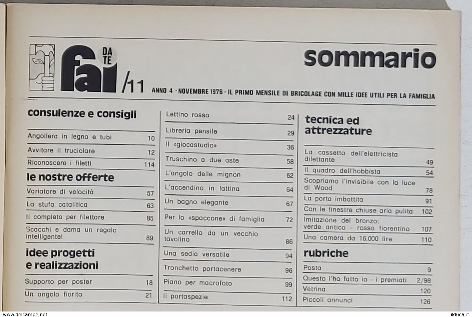 07526 FAI DA TE - A.IV Nr 11 1976 - Textes Scientifiques