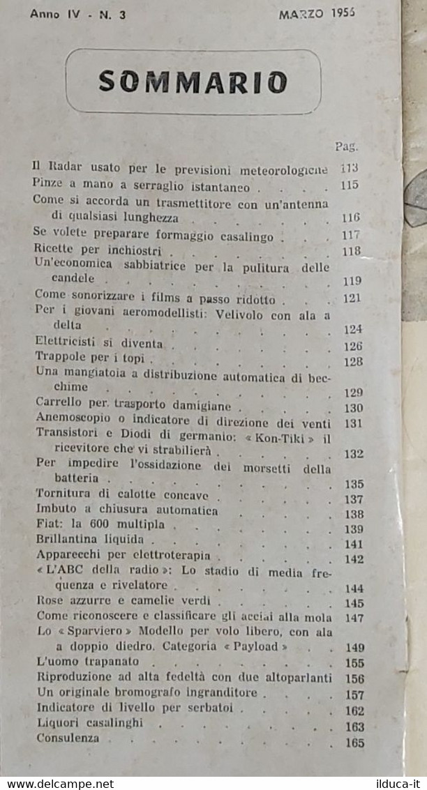 09975 SISTEMA PRATICO - Anno IV Nr 3 1956 - SOMMARIO - Textos Científicos