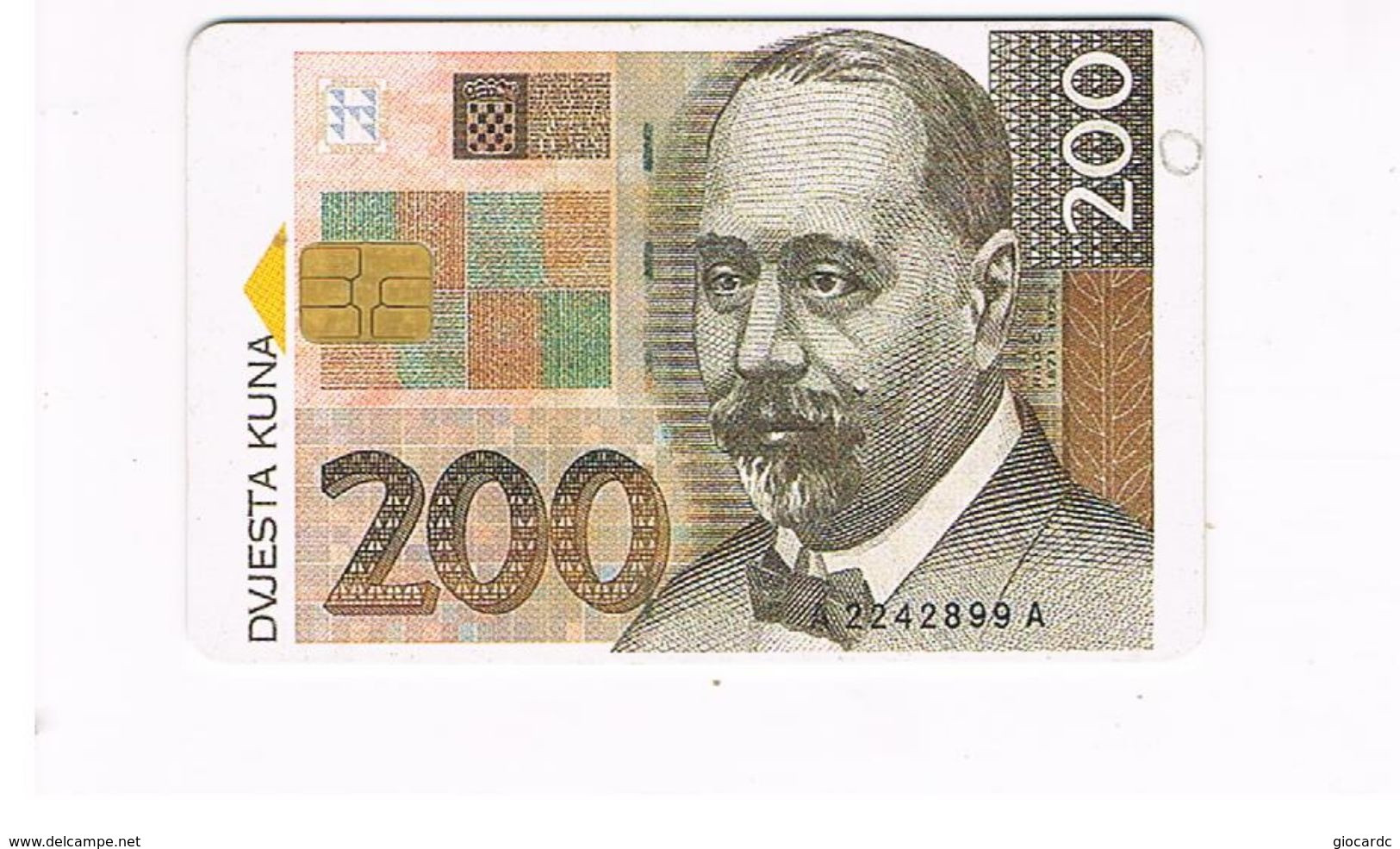 CROAZIA (CROATIA) - CHIP  HPT - BANKNOTE 200  - USED  -     RIF.25 - Francobolli & Monete