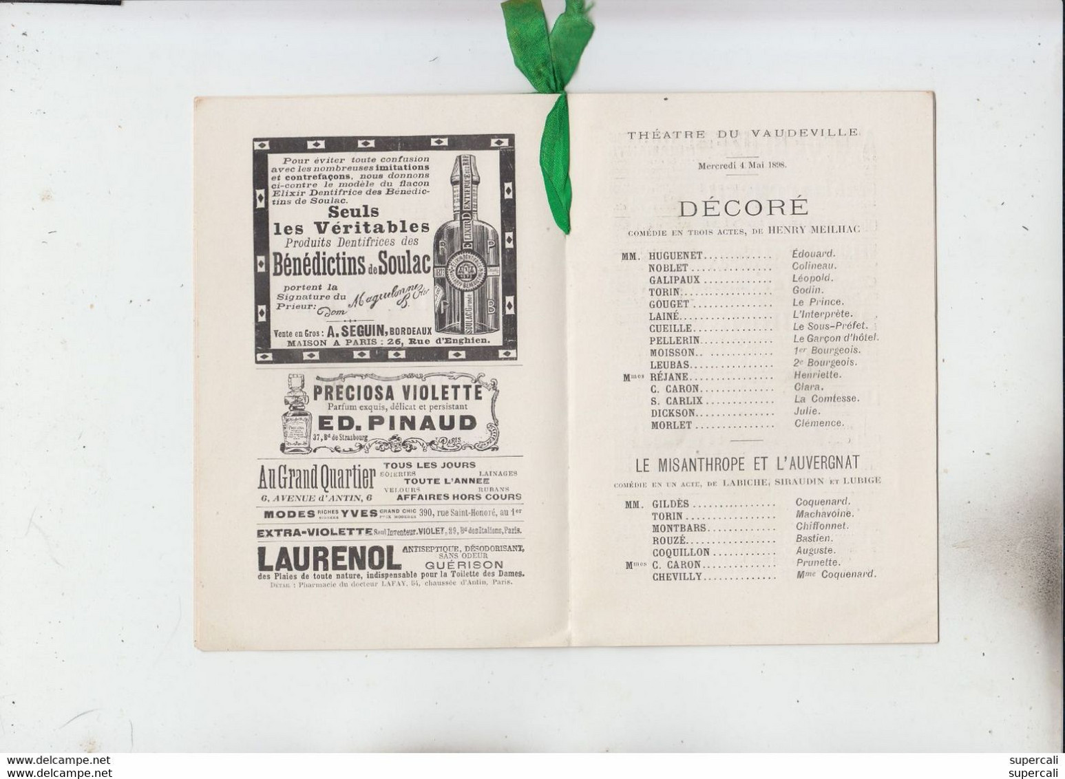 RT34.091  L'ILLUSTRATION. PROGRAME THEATRE DU VAUDEVILLE 1898 - Periódicos - Antes 1800