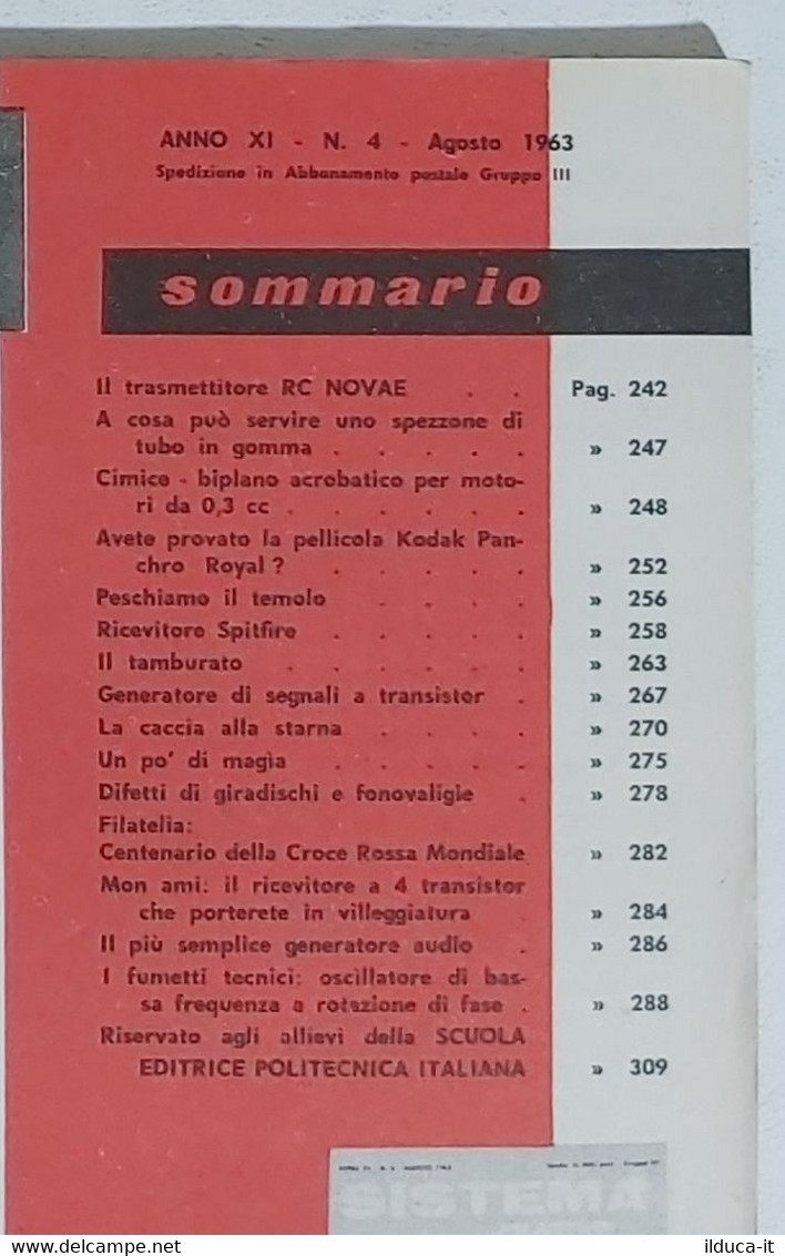 12521 SISTEMA PRATICO - Anno XI Nr 4 1963 - SOMMARIO - Textes Scientifiques