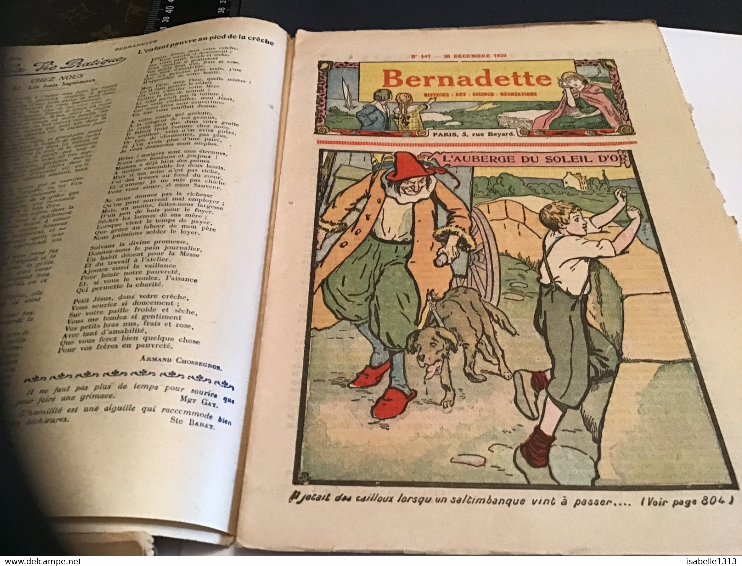 Bernadette Revue Hebdomadaire Illustrée Rare 1925 Numéro Les Cheminées De Noël L’auberge Du Soleil D Or - Bernadette