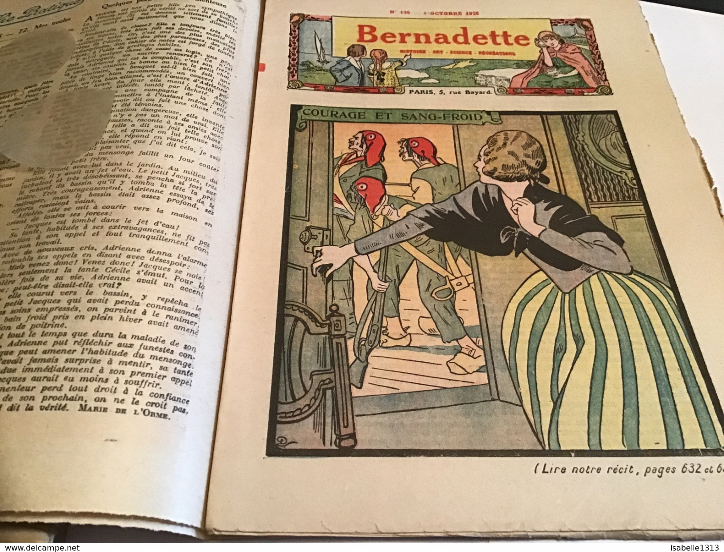 Bernadette Revue Hebdomadaire Illustrée Rare 1925 Numéro 136 Notre-Dame De Rosaire Courage Et Sang-froid - Bernadette