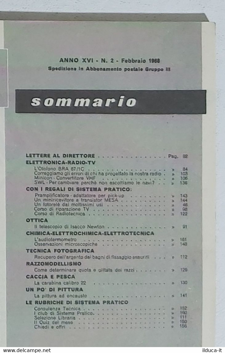 12543 SISTEMA PRATICO - Anno XVI Nr 2 1968 - SOMMARIO - Scientific Texts