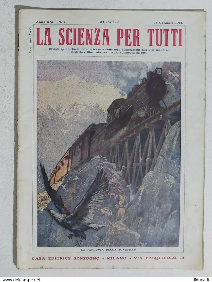 15773 La Scienza Per Tutti - A. XXI N. 02 Sonzogno 1914 - Ferrovia Jungfrau - Textos Científicos