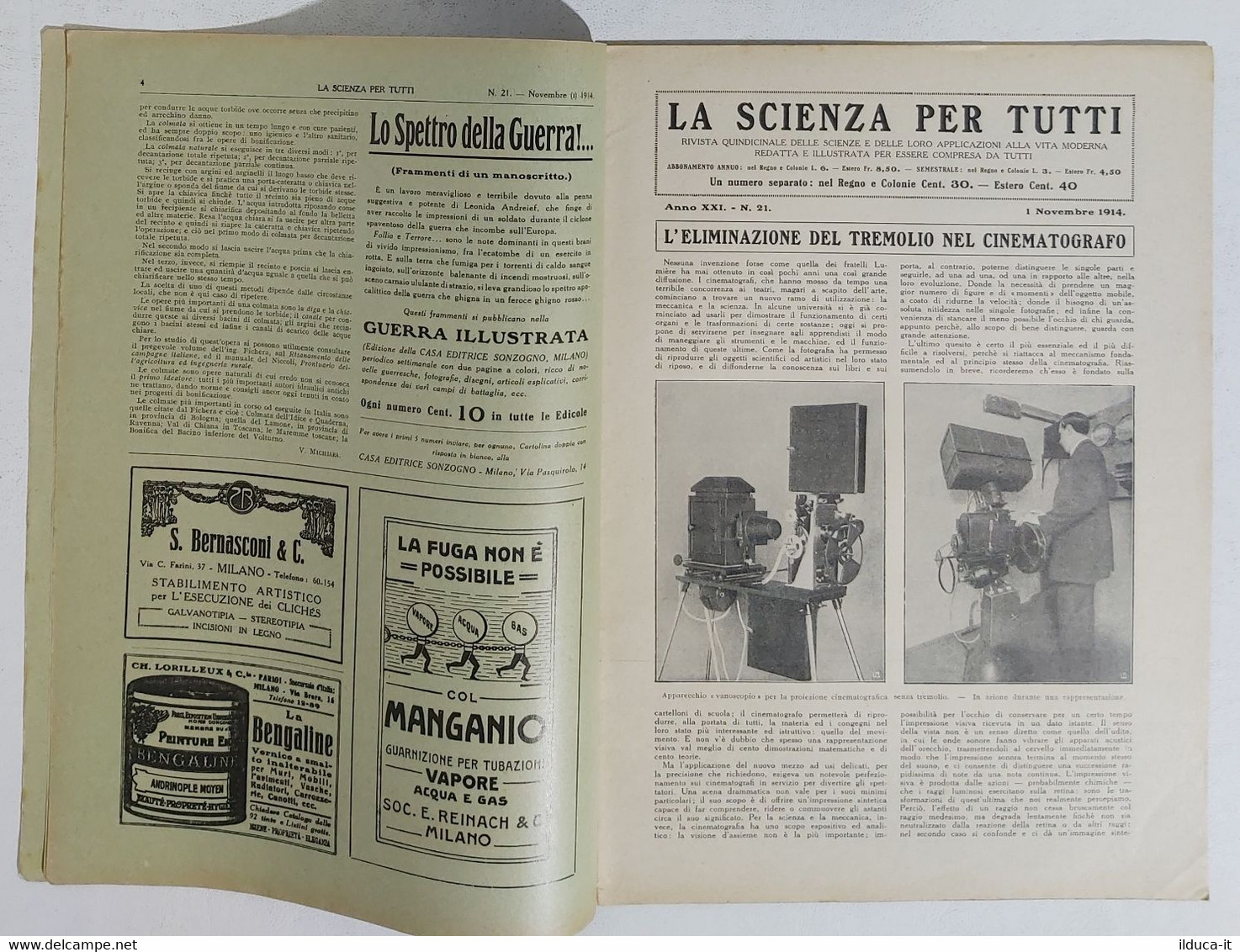 15781 La Scienza Per Tutti - A. XXI N. 21 Sonzogno 1914 - Draga - Textos Científicos