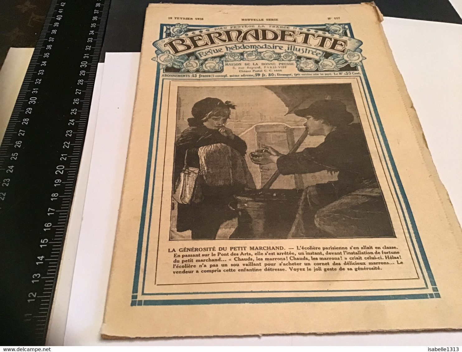 Bernadette Revue Hebdomadaire Illustrée Rare 1926 Numéro 157 La Générosité Du Petit Marchand Le La Guérison Du Petit Pri - Bernadette