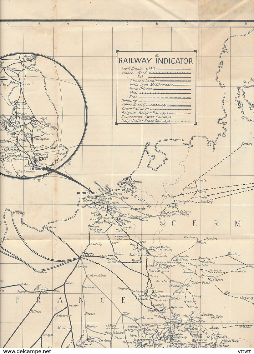 Indicateur Chemin De Fer (1928) Entre La Grande-Bretagne Et Le Continent Par Tilbury Et Dunkerque, Railway Indicator... - Europe