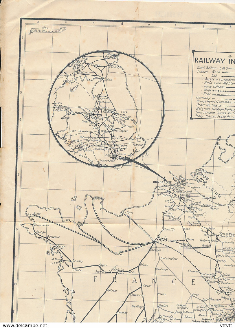 Indicateur Chemin De Fer (1928) Entre La Grande-Bretagne Et Le Continent Par Tilbury Et Dunkerque, Railway Indicator... - Europe