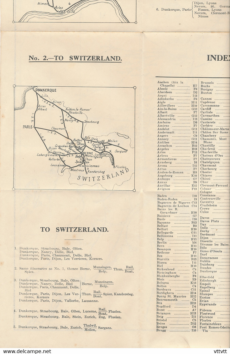 Indicateur Chemin de fer (1928) entre la Grande-Bretagne et le Continent par Tilbury et Dunkerque, Railway Indicator...