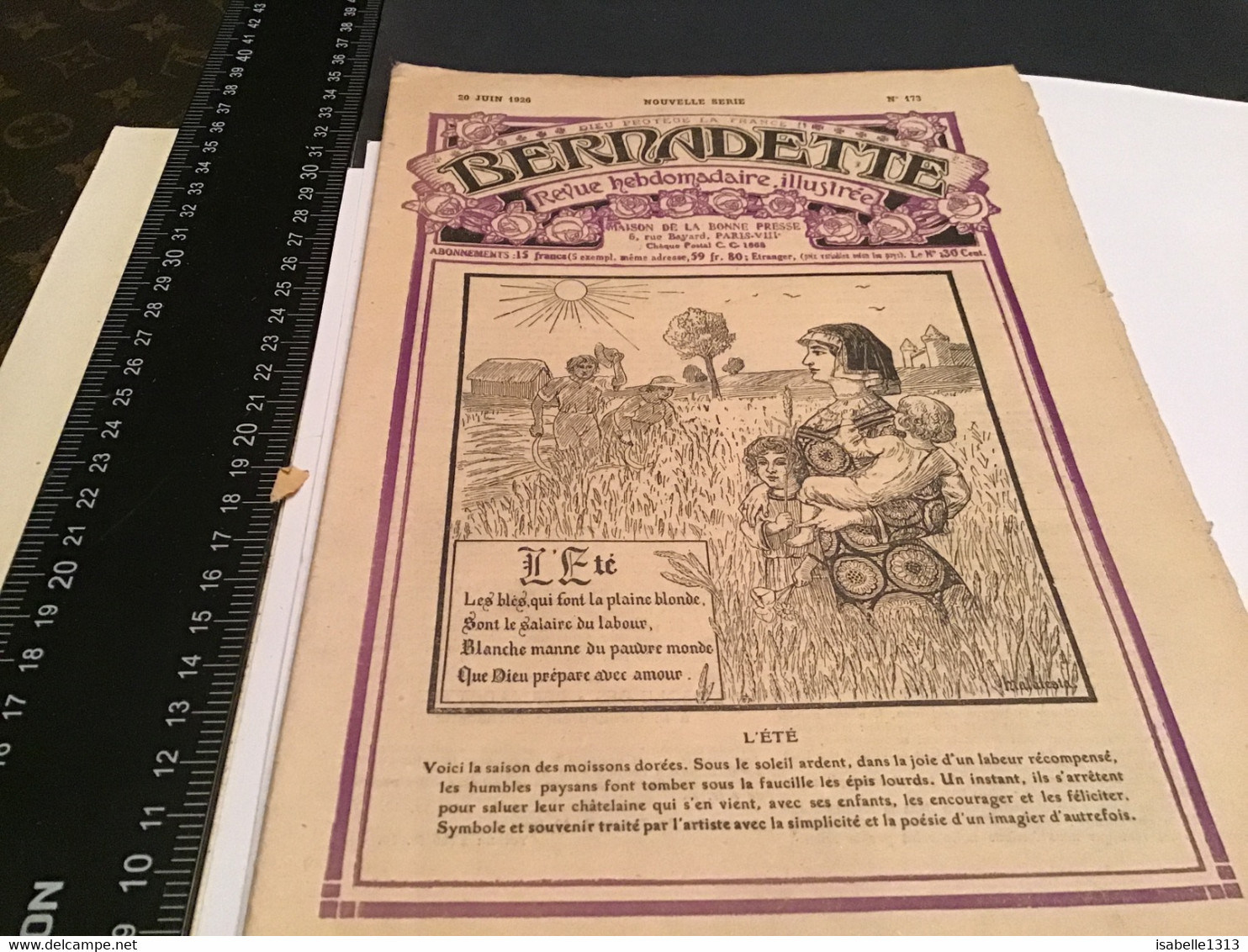 Bernadette Revue Hebdomadaire Illustrée Rare 1926 Numéro 173 L été Le Fidèle Médor - Bernadette