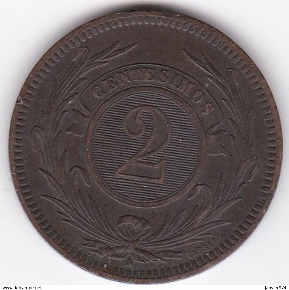 REPUBLICA ORIENTAL DEL URUGUAY. 2 CENTESIMOS 1869 A PARIS. KM# 12 - Uruguay