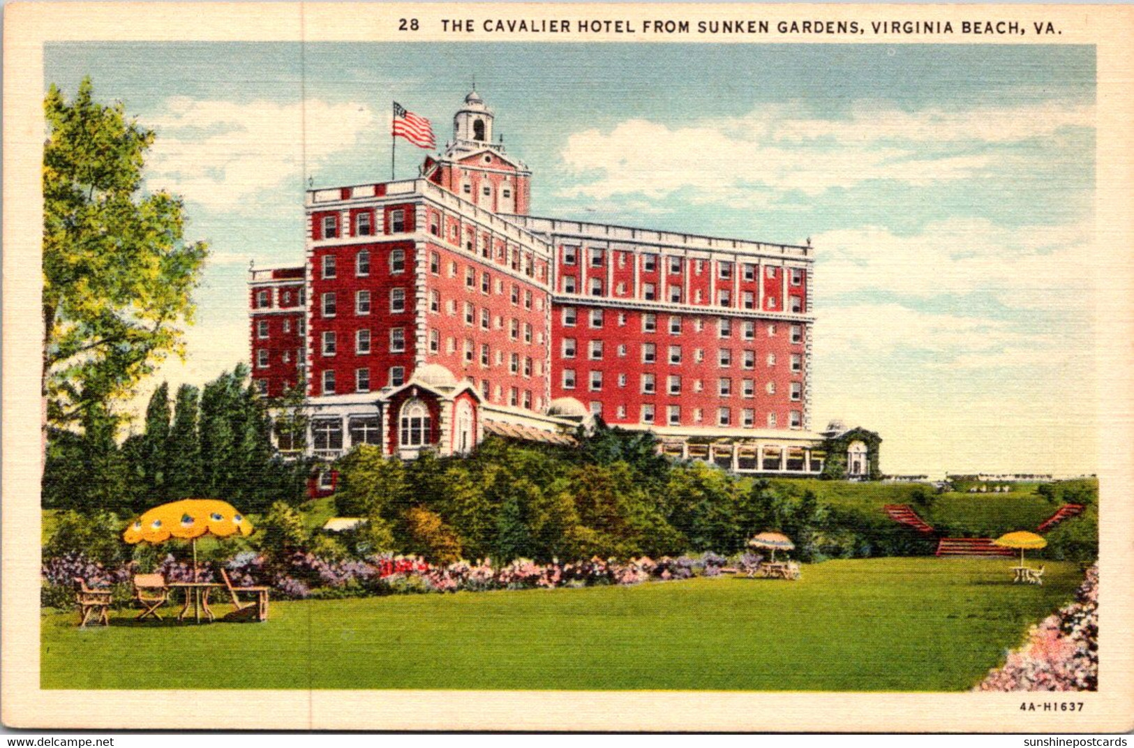 Virginia Virginia Beach The Cavalier Hotel From Sunken Gardens Curteich - Virginia Beach