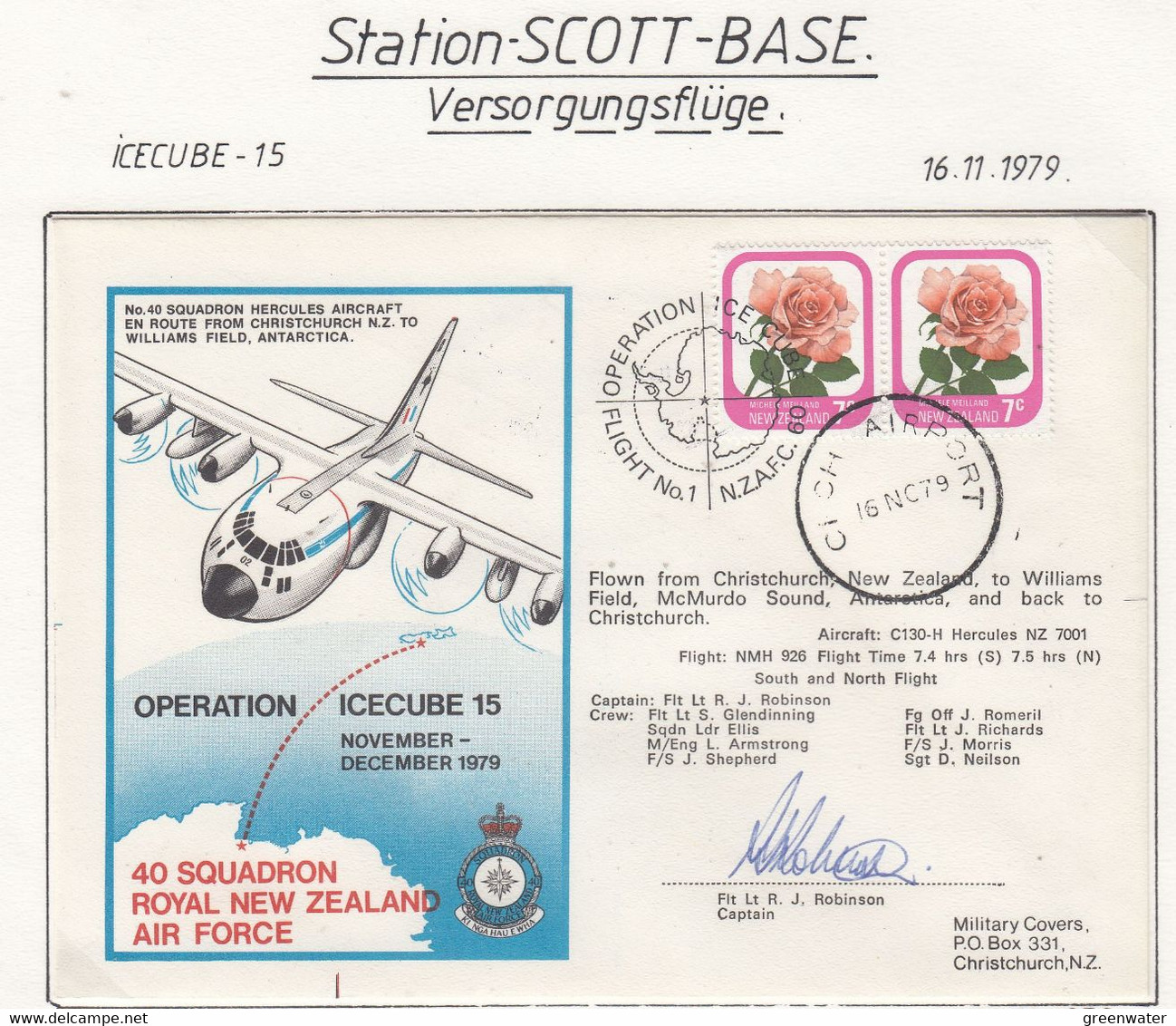 Ross Dependency Scott Base 1979 Antarctic Flight Christchurch To McMurdo Signature  Ca  16 NO 79 (AF154) - Vols Polaires