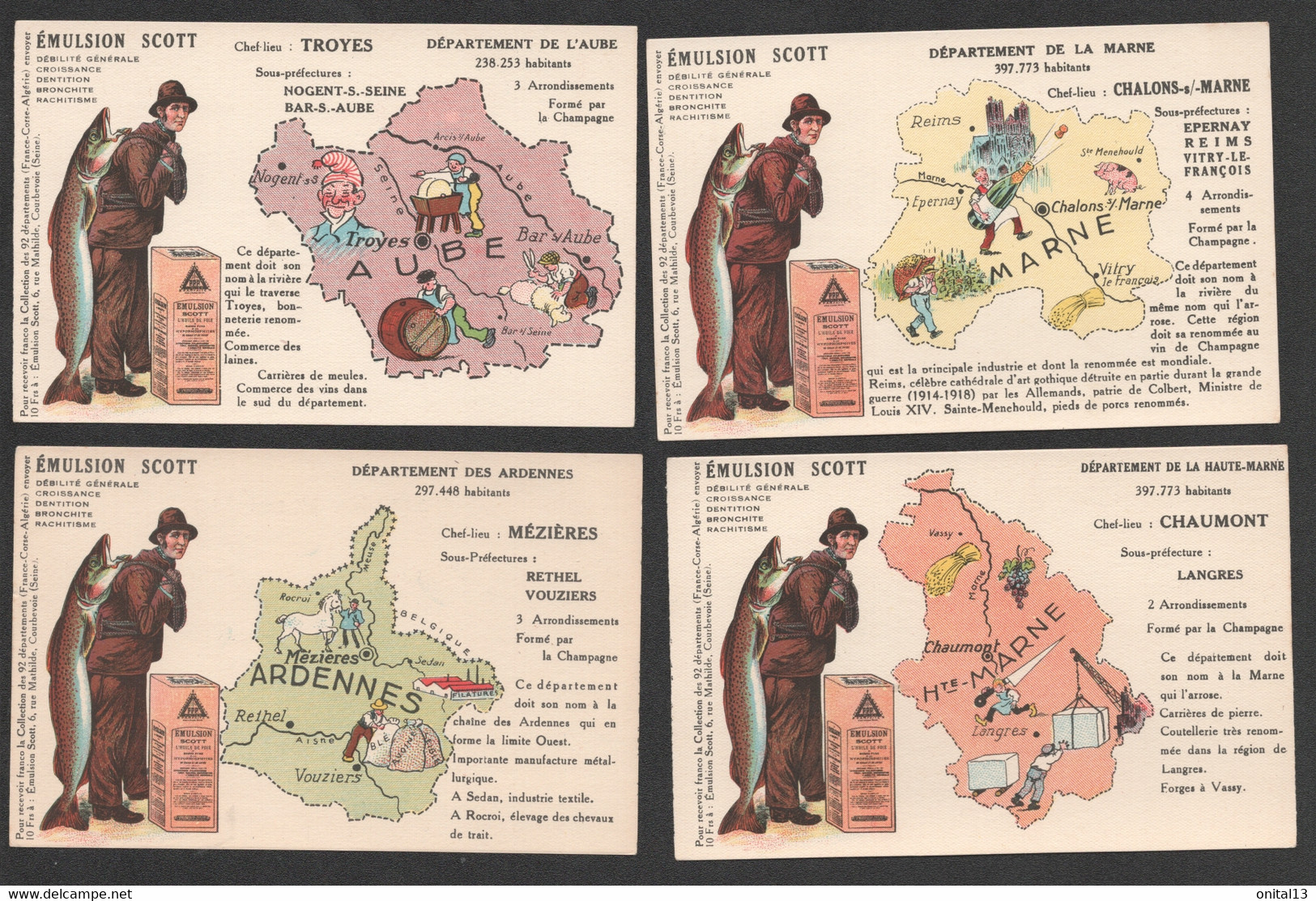 4CP DEPARTEMENTS DE LA REGION CHAMPAGNE ARDENNES / MARNE HAUTE MARNE AUBE ARDENNES      D556 - Champagne-Ardenne