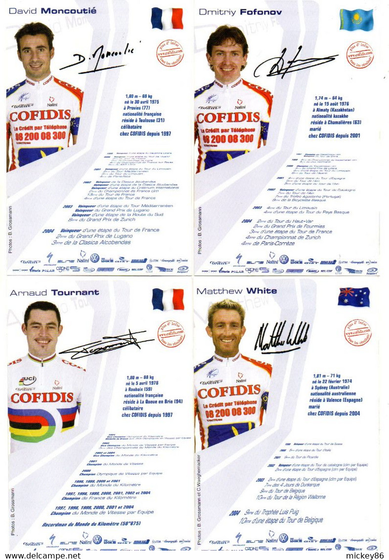 Cyclisme-vélo-- 2005-équipe COFIDIS--Lot De  8 Cartes Publicitaires..Réf  + Palmarès +spécimens Autographes.....à Saisir - Wielrennen