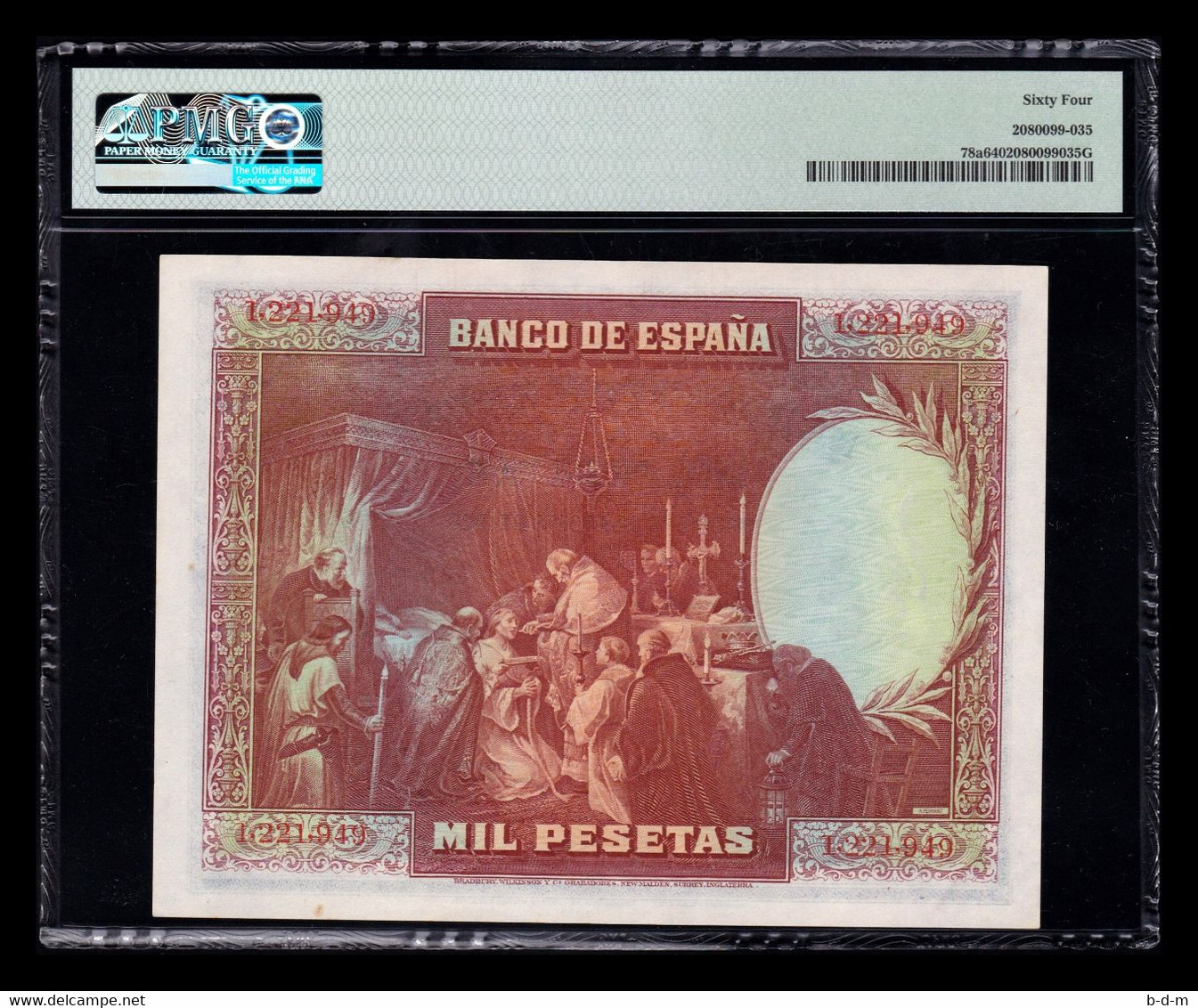 España Spain 1000 Pesetas San Fernando 1928 Pick 78 PMG 64 SC UNC - 1000 Pesetas