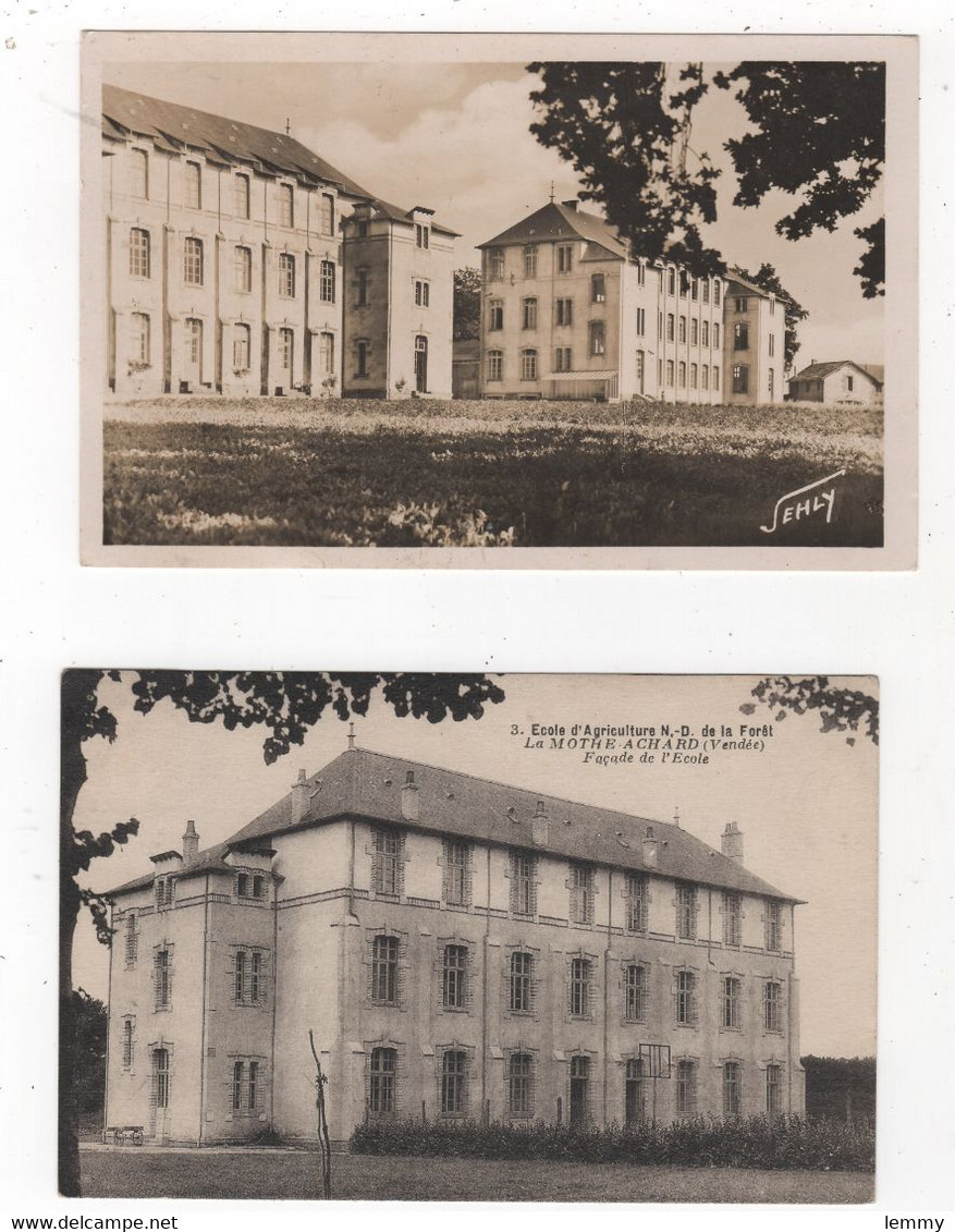 85 - LA MOTHE-ACHARD - LOT DE 2 CARTES - ECLE D'AGRICULTURE -  FAÇADE  - BÂTIMENTS SCOLAIRES - La Mothe Achard