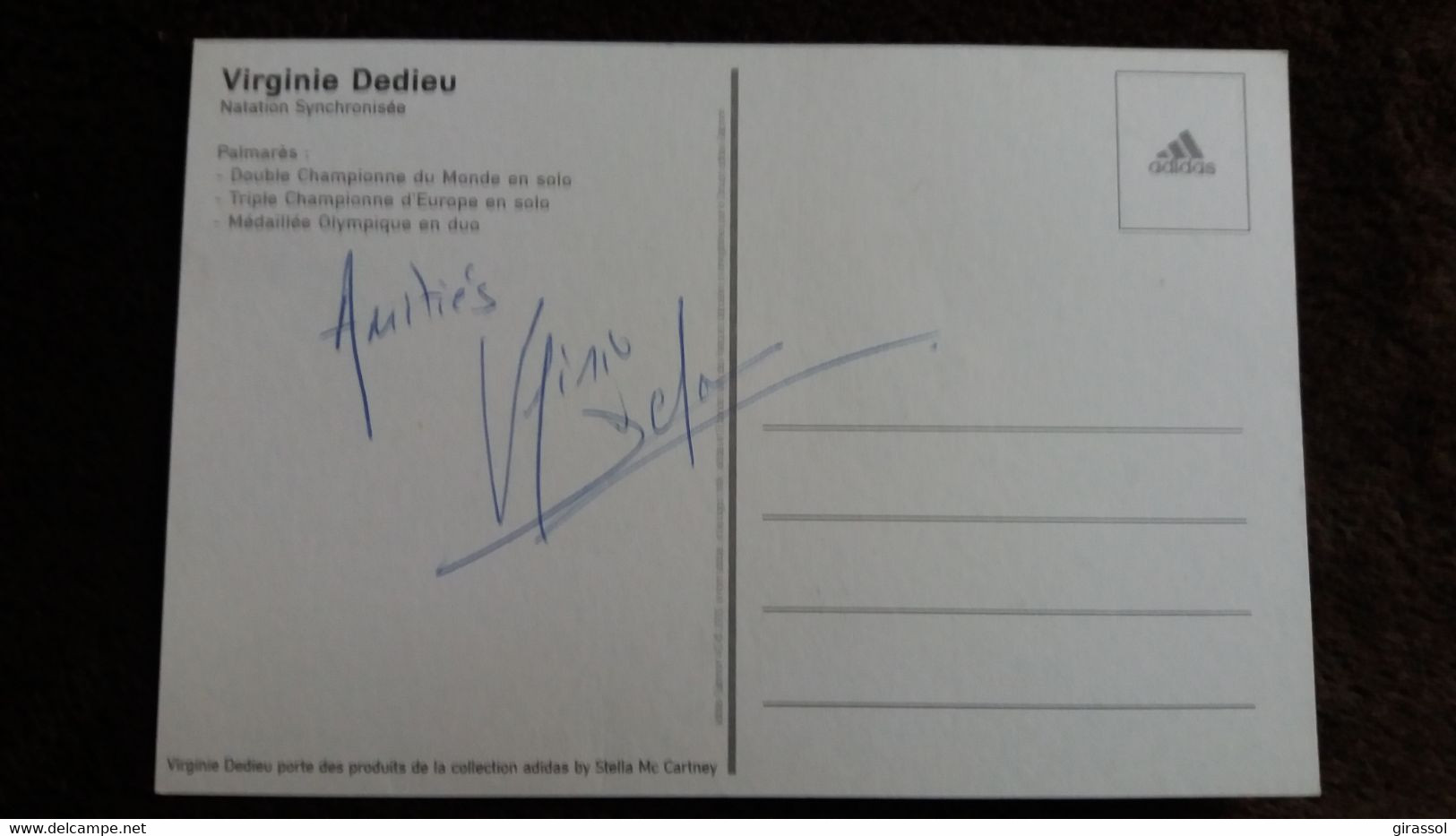 CPM VIRGINIE DEDIEU CHAMPIONNE DE NATATION SYNCHRONISEE EXERCICES BORD BASSIN PISCINE SIGNATURE AUTOGRAPHE - Natación