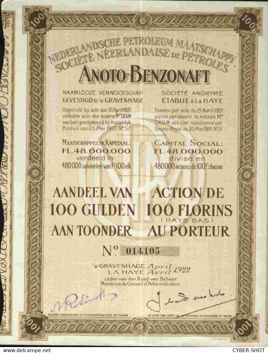 SOCIETE NEERLANDAISE DE PETROLES ANOTO BENZONAFT 100 (ROYAL DUTCH (FRANCE) - Petróleo