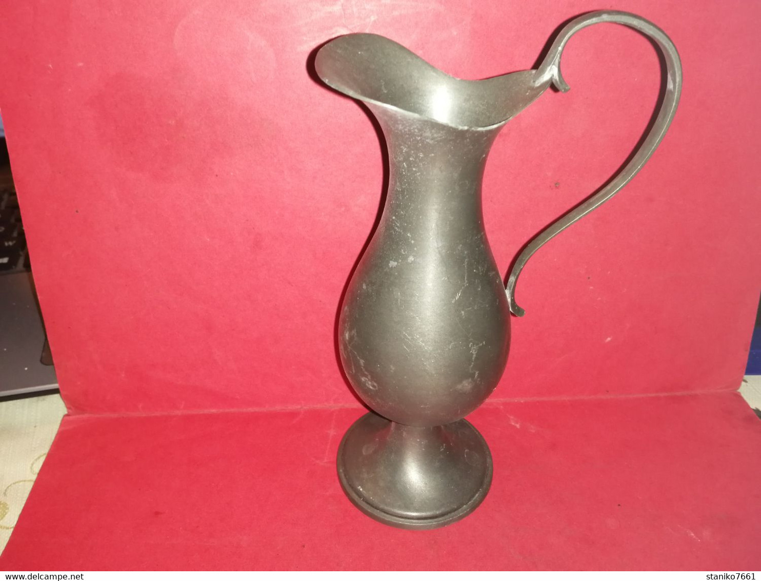 ANCIEN VASE CRUCHE PICHET CARAFE EN ETAIN FIN 95% H 18CM DIAMETRE 6.5 CM 148 Gr. - Zinn