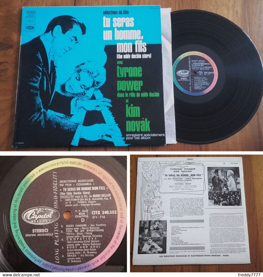 RARE French LP 33t RPM BIEM (12") BOF OST «TU SERAS UN HOMME MON FILS» («The Eddy Ducin Story», 1966) - Musica Di Film