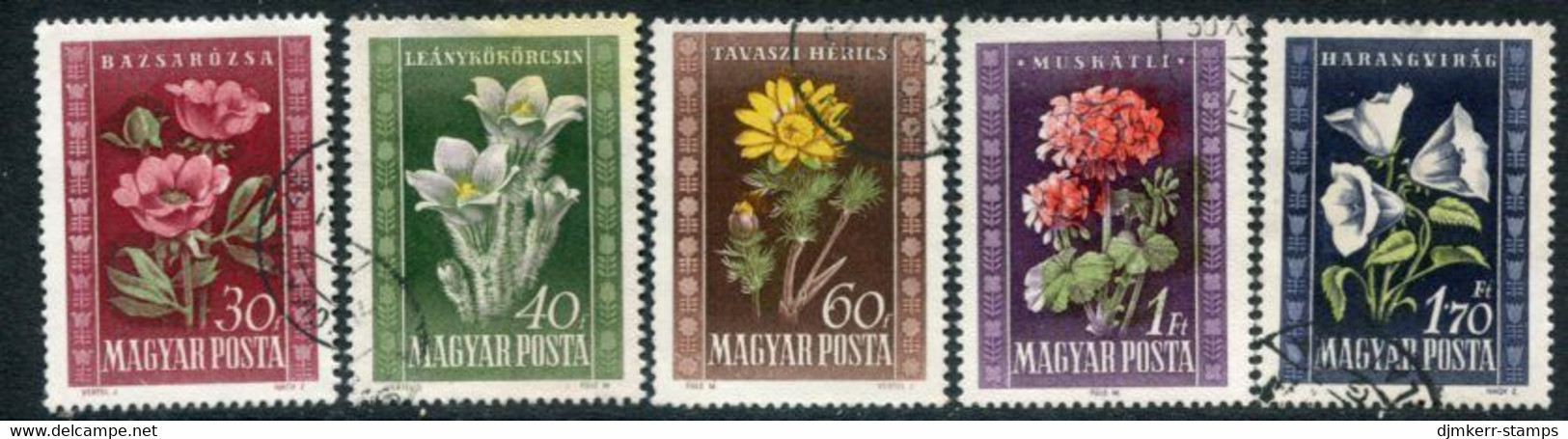 HUNGARY 1950 Flowers Used.  Michel 1112-16 - Oblitérés