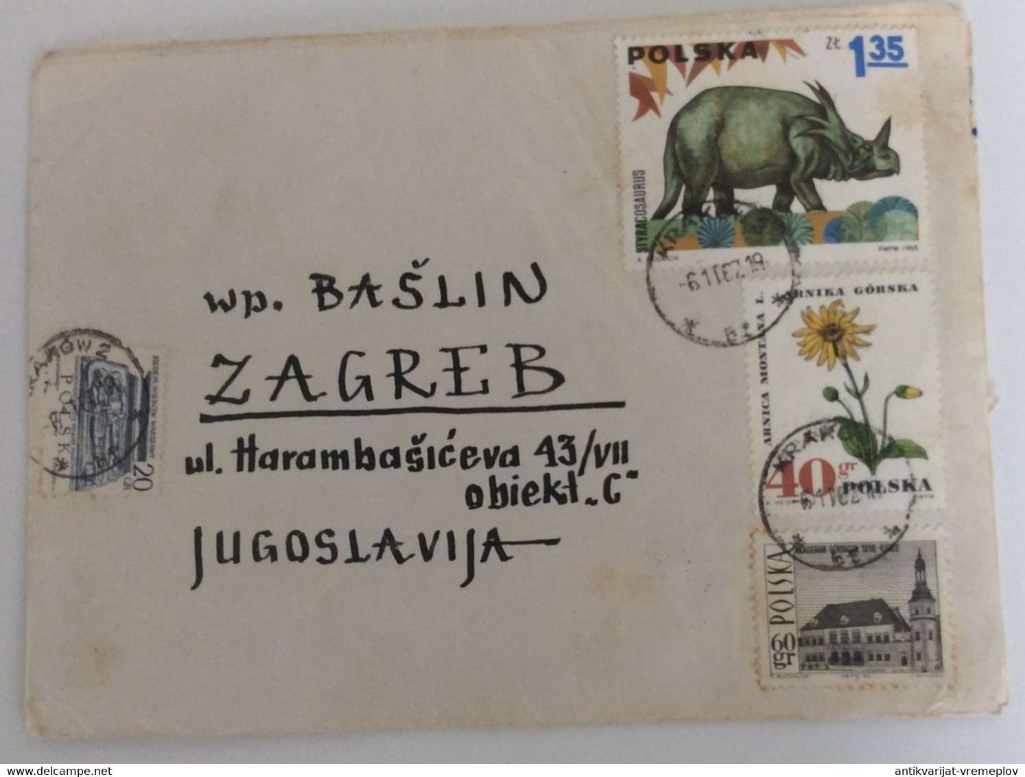 Poland Republic > 1971-80 > Covers POLSKA KRAKOW TO ZAGREB 1967. COVER WITH 3 STAMPS - Covers & Documents