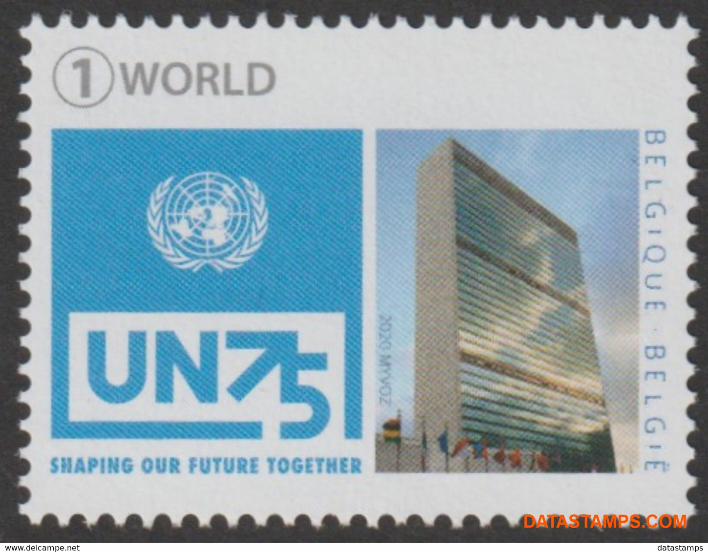 België 2020 - Mi:4970, Yv:4912, OBP:4924, Stamp - XX - United Nations - Ongebruikt