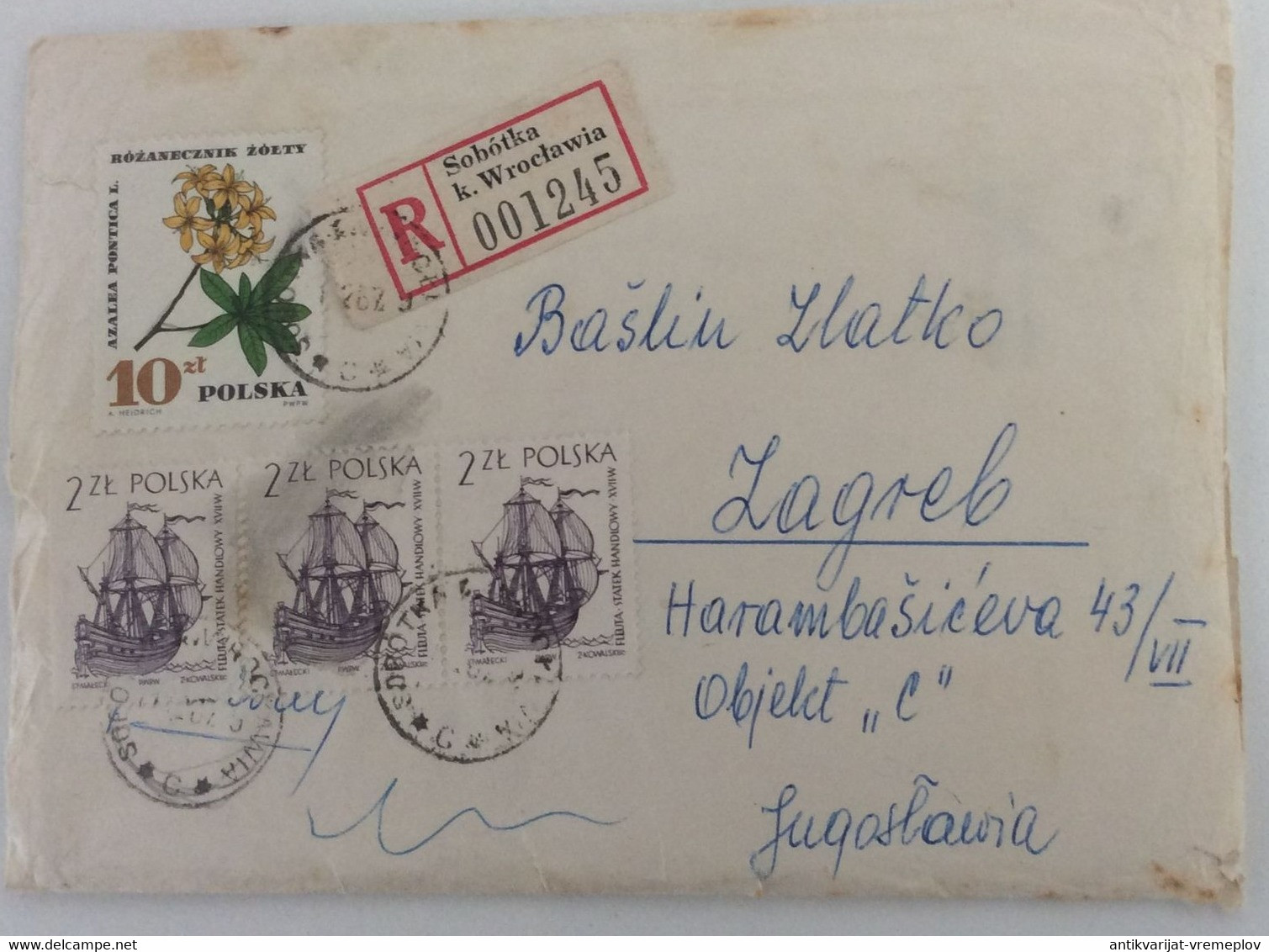Poland Republic > 1971-80 > Covers POLSKA SOBOTKA TO ZAGREB 1967. COVER WITH 4 STAMP - Lettres & Documents