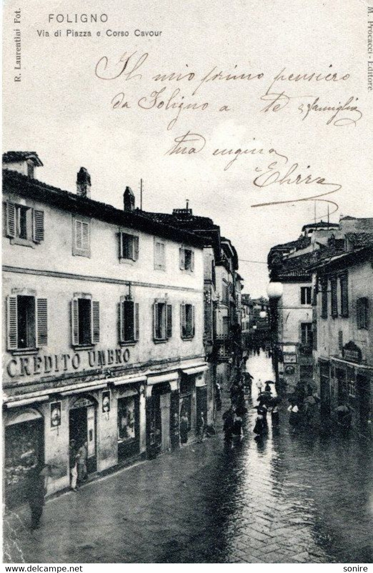 FOLIGNO - VIA DI PIAZZA E CORSO CAVOUR - FOTO LAURENTINI - VG 1908 FP - C6214 - Foligno